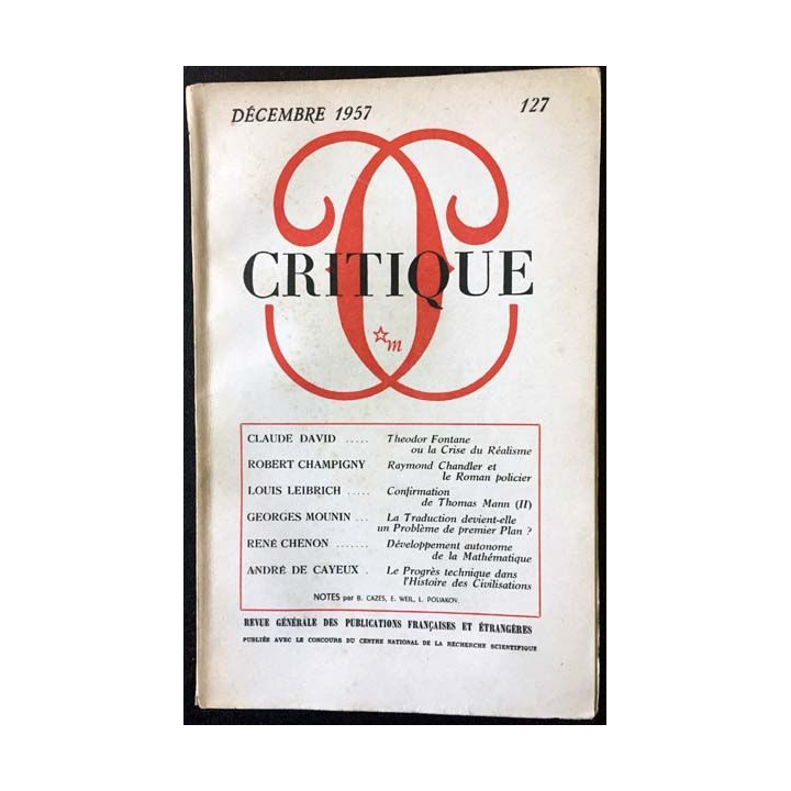 1. Critique n°127 Revue générale des publications françaises et étrangères Décembre 1957 aux éditions de Minuit