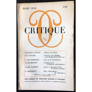 1. Critique n°130 Revue générale des publications françaises et étrangères Mars 1958 aux éditions de Minuit