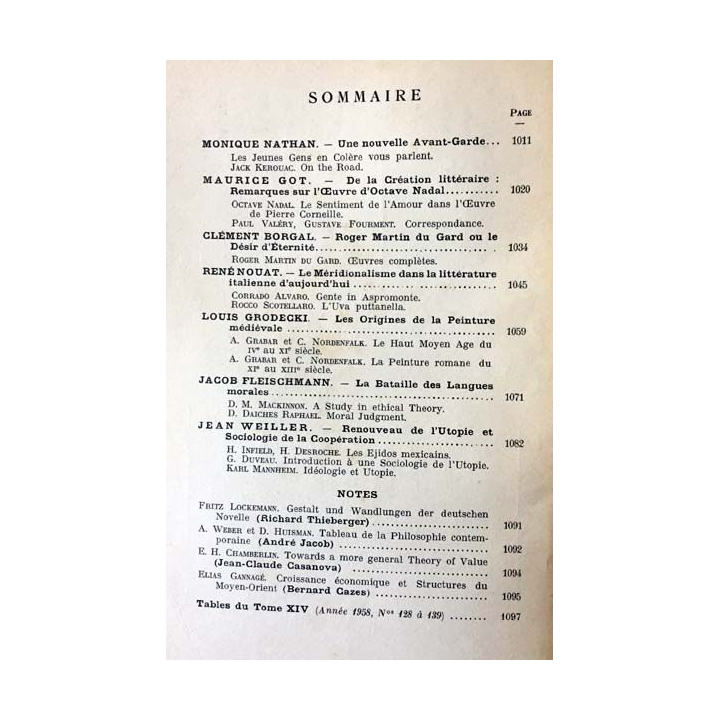 1. Critique n°139 Revue générale des publications françaises et étrangères Décembre 1958 aux éditions de Minuit