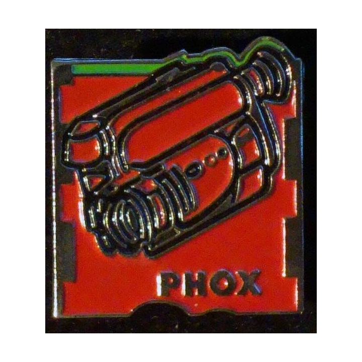 PIN'S PHOX : caméra rouge de hauteur 2 cm
