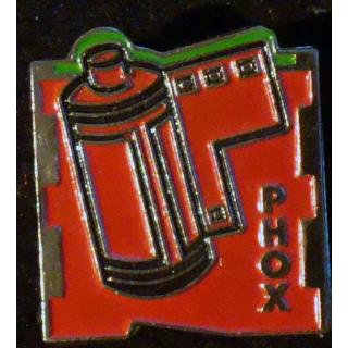 PIN'S PHOX : pellicule photo rouge de hauteur 1,9 cm