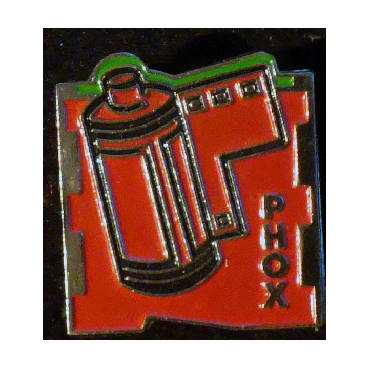 PIN'S PHOX : pellicule photo rouge de hauteur 1,9 cm