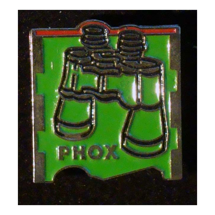 PIN'S PHOX : jumelles verte de hauteur 2 cm