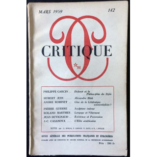 1. Critique n°142 Revue générale des publications françaises et étrangères Mars 1959 aux éditions de Minuit