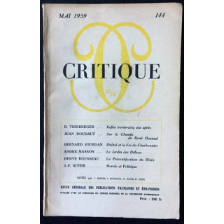 1. Critique n°144 Revue générale des publications françaises et étrangères Mai 1959 aux éditions de Minuit