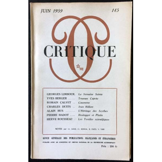 1. Critique n°145 Revue générale des publications françaises et étrangères Juin 1959 aux éditions de Minuit