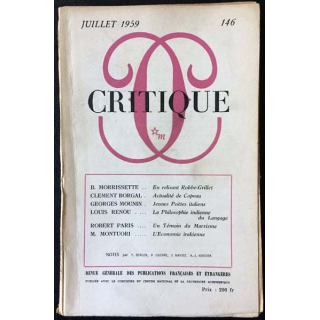 1. Critique n°146 Revue générale des publications françaises et étrangères Juillet 1959 aux éditions de Minuit