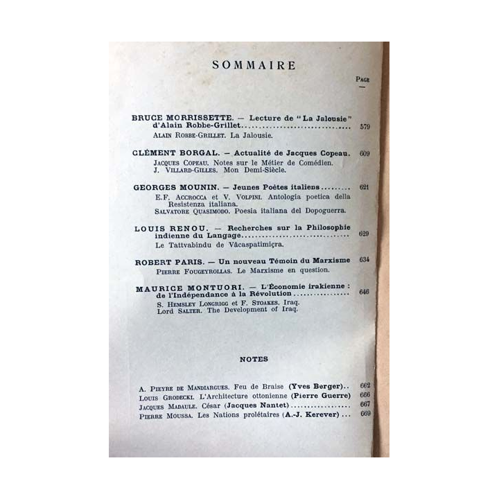 1. Critique n°146 Revue générale des publications françaises et étrangères Juillet 1959 aux éditions de Minuit