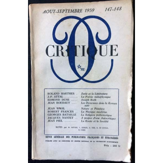 1. Critique n°147-148 Revue générale des publications françaises et étrangères Aout-Septembre 1959 Édition de Minuit