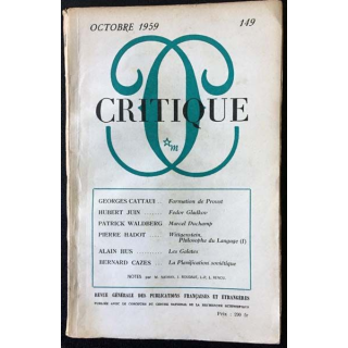 1. Critique n°149 Revue générale des publications françaises et étrangères Octobre 1959 aux éditions de Minuit