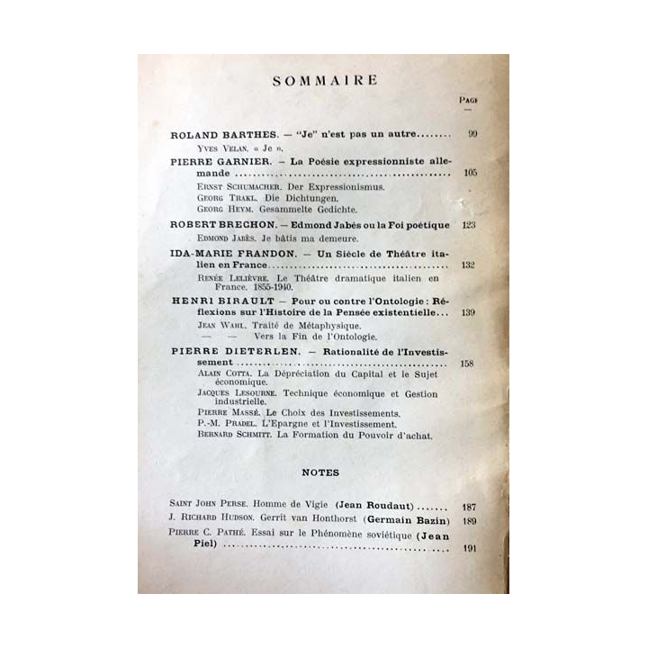 1. Critique n°153 Revue générale des publications françaises et étrangères Février 1960 aux éditions de Minuit