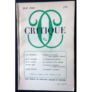 1. Critique n°156 Revue générale des publications françaises et étrangères Mai 1960 aux éditions de Minuit