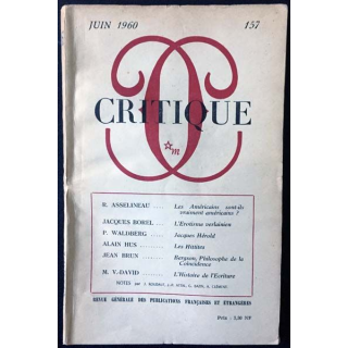 1. Critique n°157 Revue générale des publications françaises et étrangères Juin 1960 aux éditions de Minuit
