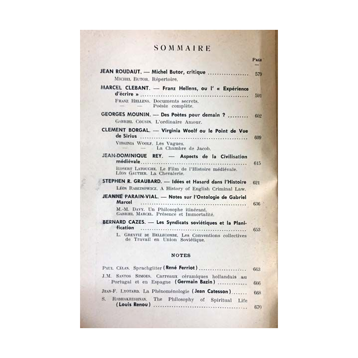 1. Critique n°158 Revue générale des publications françaises et étrangères Juillet 1960 aux éditions de Minuit