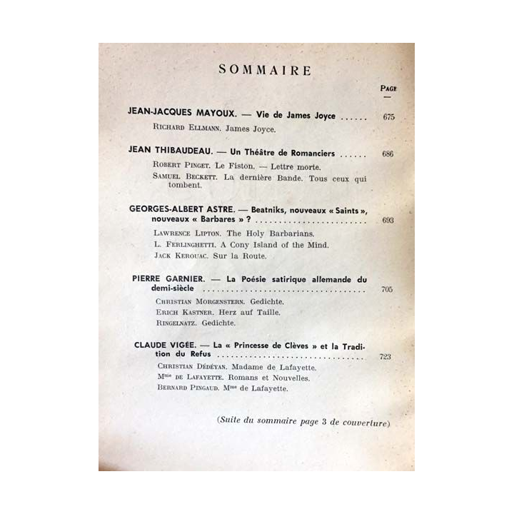 1. Critique n°159-160 Revue générale des publications françaises et étrangères Aout-Septembre 1960