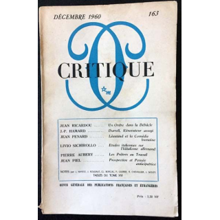 1. Critique n°163 Revue générale des publications françaises et étrangères Décembre 1960 aux éditions de Minuit