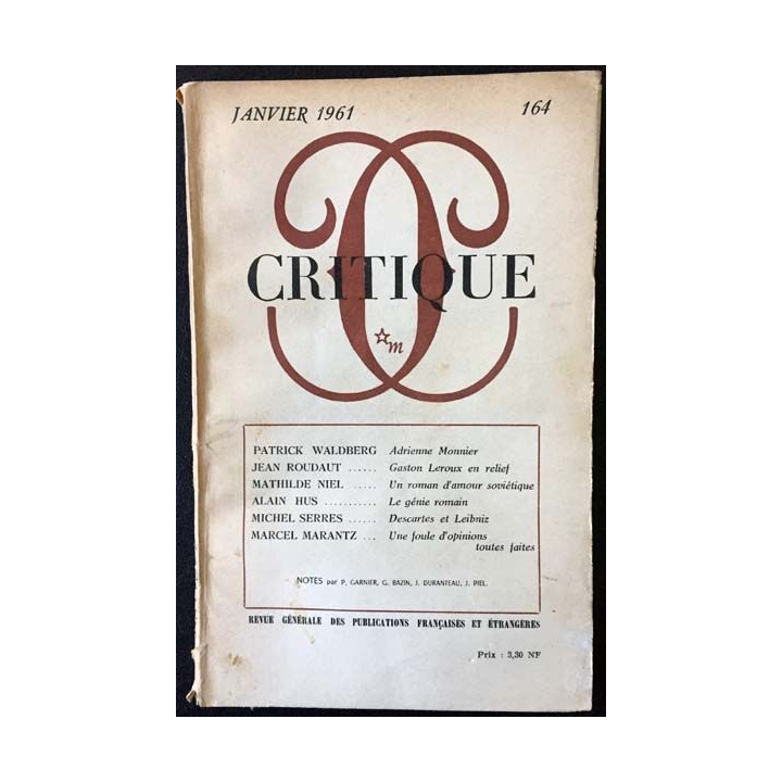 1. Critique n°164 Revue générale des publications françaises et étrangères Janvier 1961 aux éditions de Minuit