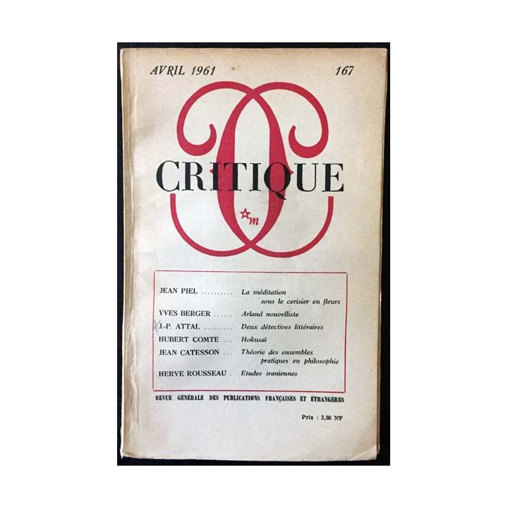 1. Critique n°167 Revue générale des publications françaises et étrangères Avril 1961 aux éditions de Minuit