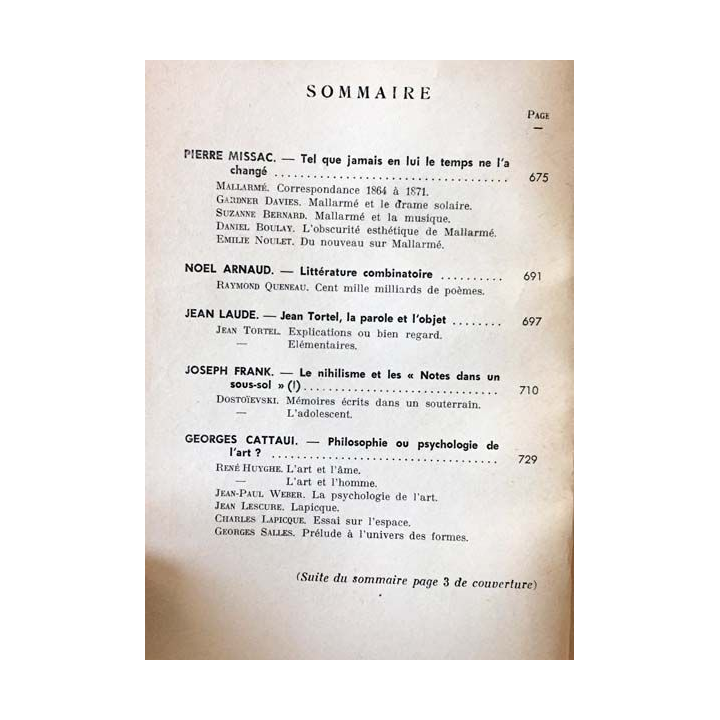 1. Critique n°171-172 Revue générale des publications françaises et étrangères Aout-Septembre 1961