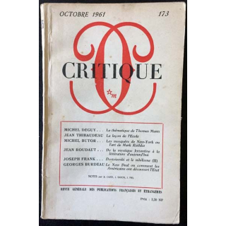 1. Critique n°173 Revue générale des publications françaises et étrangères Octobre 1961 aux éditions de Minuit