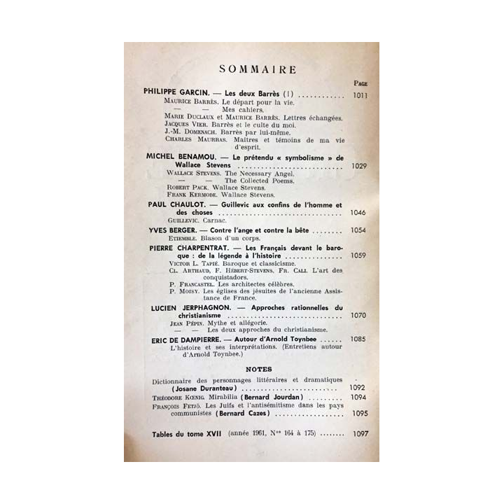 1. Critique n°175 Revue générale des publications françaises et étrangères Décembre 1961 aux éditions de Minuit