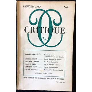 1. Critique n°176 Revue générale des publications françaises et étrangères Janvier 1962 aux éditions de Minuit