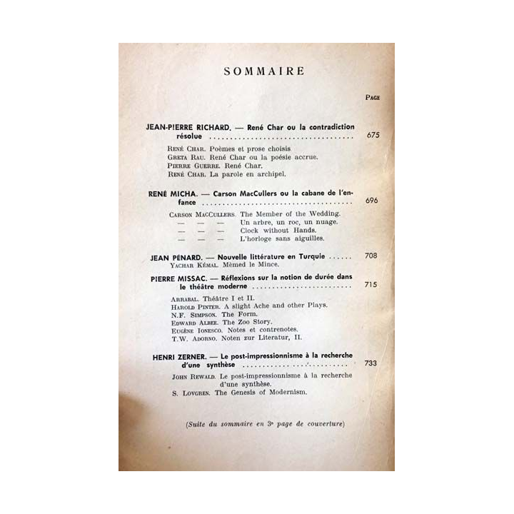 1. Critique n°183-184 Revue générale des publications françaises et étrangères Aout-Septembre 1962