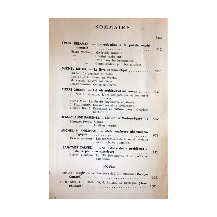 1. Critique n°186 Revue générale des publications françaises et étrangères Novembre 1962 aux éditions de Minuit