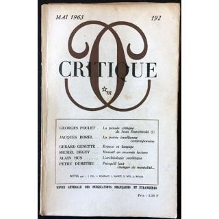 1. Critique n°192 Revue générale des publications françaises et étrangères Mai 1963 aux éditions de Minuit