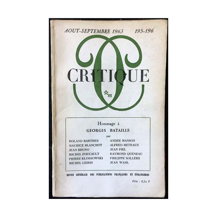 1. Critique n°195-196 Revue générale des publications françaises et étrangères Aout-Septembre 1963