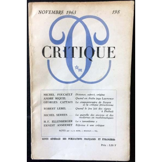 1. Critique n°198 Revue générale des publications françaises et étrangères Novembre 1963 aux éditions de Minuit