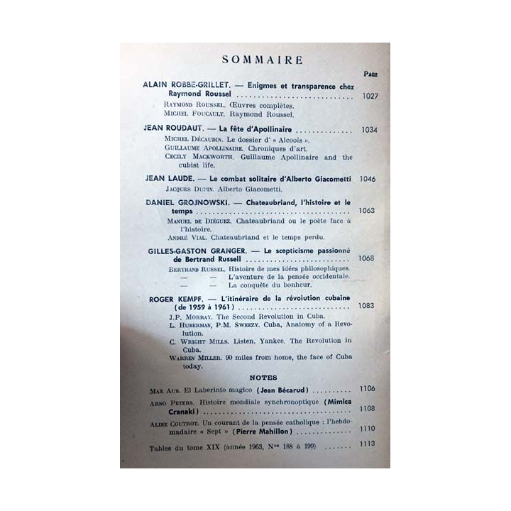 1. Critique n°199 Revue générale des publications françaises et étrangères Décembre 1963 aux éditions de Minuit