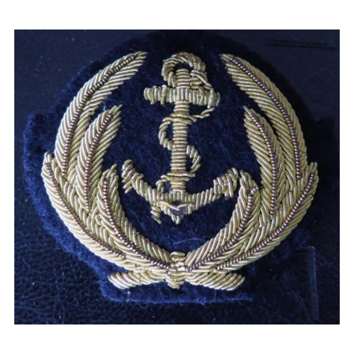 MARINE : insigne de casquette de la marine en cannetille de largeur 6,5 cm