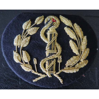 SANTE : insigne de casquette d'officier du service de santé en cannetille de largeur 7,5 cm