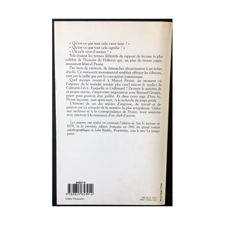 1. Marcel Proust à la recherche d'un éditeur de Franck Lhomeau et Alain Coelho aux éditions Olivier Orban