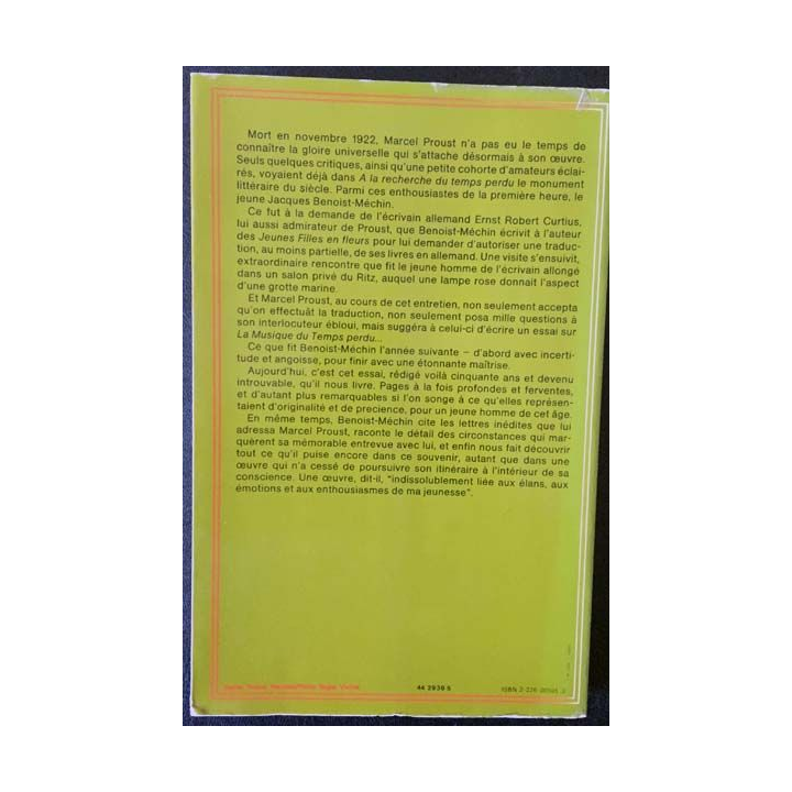 1. Avec Marcel Proust de Benoist-Méchin aux éditions Albin Michel