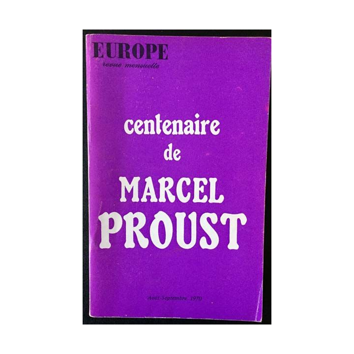 1. Europe Marcel Proust révue mensuelle Aout-Septembre 1970 aux éditeurs Français réunis