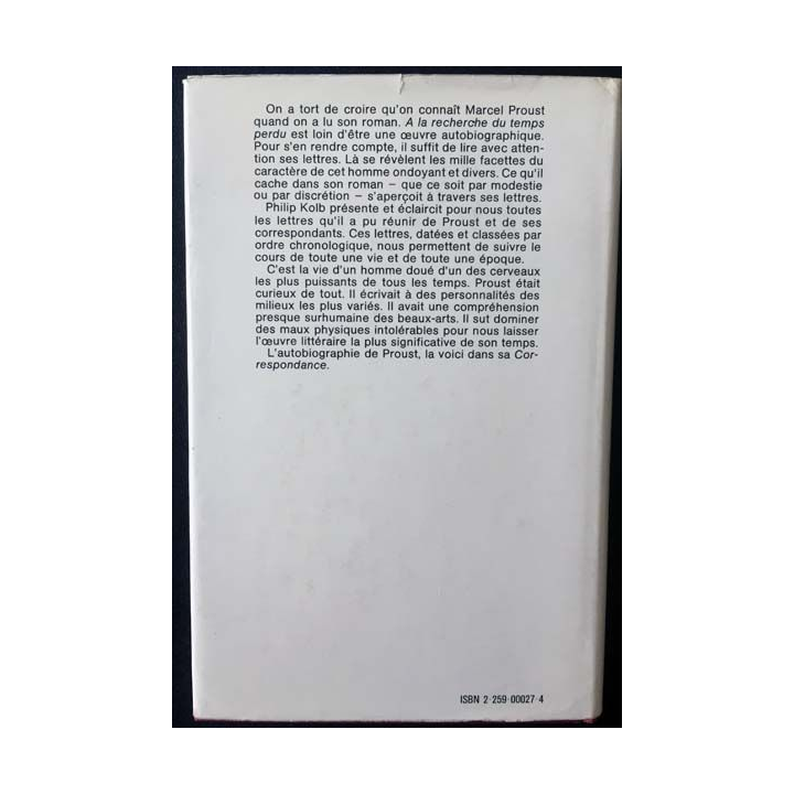1. Correspondance de Marcel Proust 1880-1895 Tome I texte établi, présenté et annoté par Philip Kolb aux éditions Plon