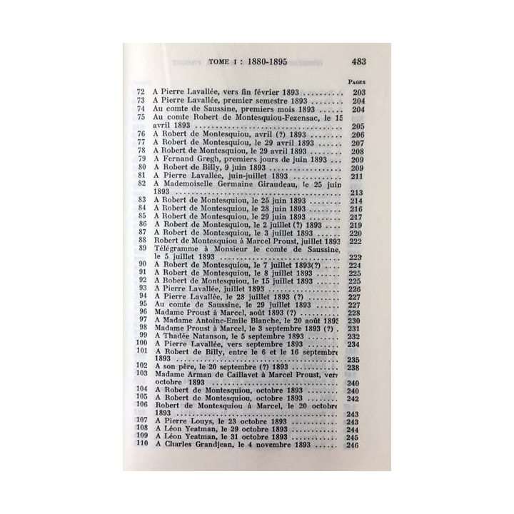 1. Correspondance de Marcel Proust 1880-1895 Tome I texte établi, présenté et annoté par Philip Kolb aux éditions Plon