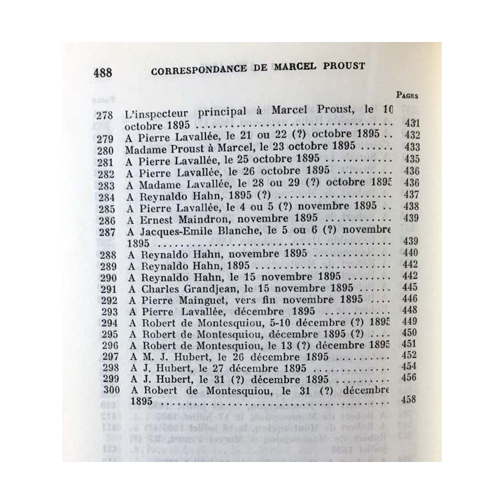 1. Correspondance de Marcel Proust 1880-1895 Tome I texte établi, présenté et annoté par Philip Kolb aux éditions Plon