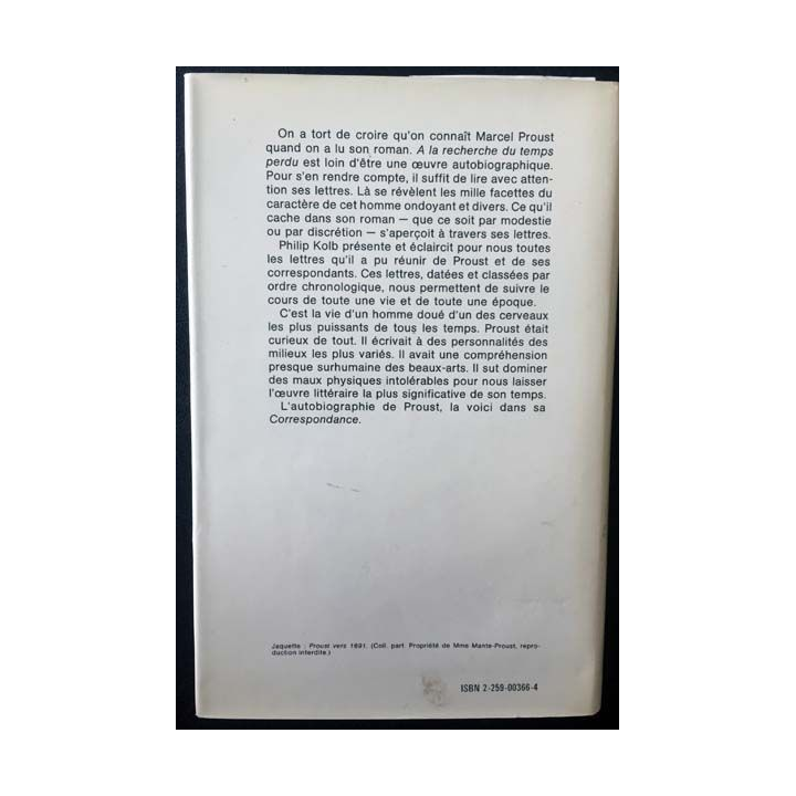 1. Correspondance de Marcel Proust 1904 Tome IV texte établi, présenté et annoté par Philip Kolb aux éditions Plon