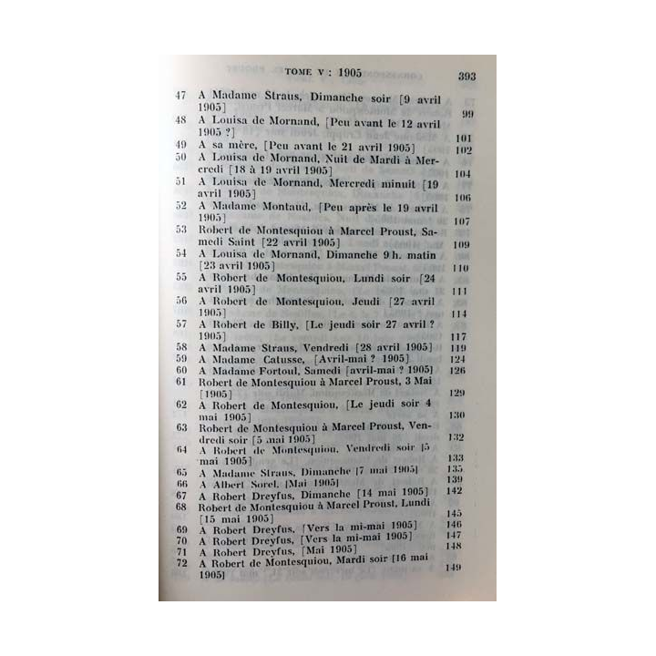 1. Correspondance de Marcel Proust 1905 Tome V texte établi, présenté et annoté par Philip Kolb aux éditions Plon