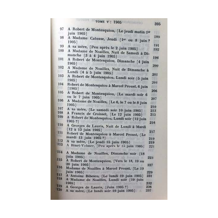 1. Correspondance de Marcel Proust 1905 Tome V texte établi, présenté et annoté par Philip Kolb aux éditions Plon