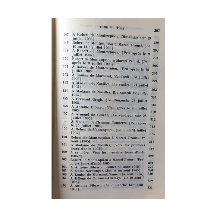 1. Correspondance de Marcel Proust 1905 Tome V texte établi, présenté et annoté par Philip Kolb aux éditions Plon