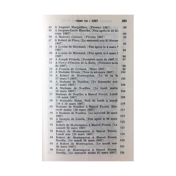 1. Correspondance de Marcel Proust 1907 Tome VII texte établi, présenté et annoté par Philip Kolb aux éditions Plon