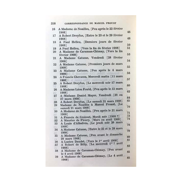 1. Correspondance de Marcel Proust 1908 Tome VIII texte établi, présenté et annoté par Philip Kolb aux éditions Plon