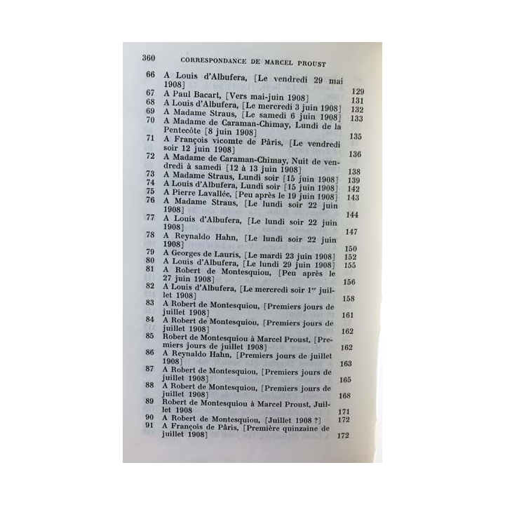 1. Correspondance de Marcel Proust 1908 Tome VIII texte établi, présenté et annoté par Philip Kolb aux éditions Plon