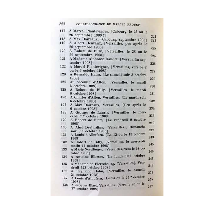 1. Correspondance de Marcel Proust 1908 Tome VIII texte établi, présenté et annoté par Philip Kolb aux éditions Plon