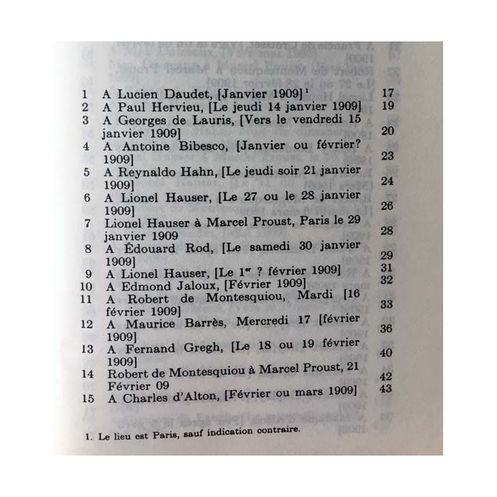 1. Correspondance de Marcel Proust 1909 Tome IX texte établi, présenté et annoté par Philip Kolb aux éditions Plon