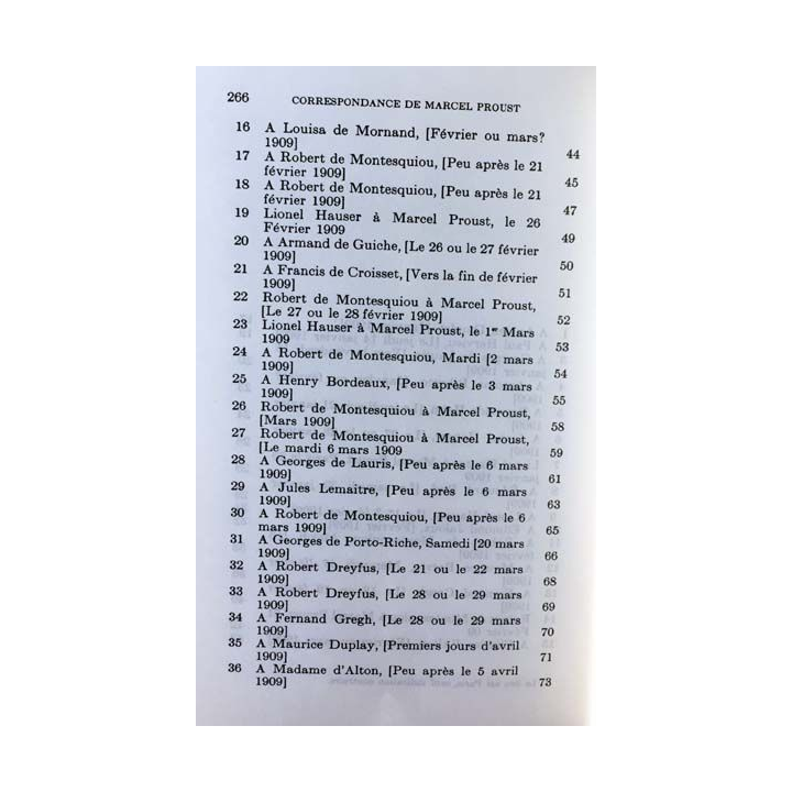 1. Correspondance de Marcel Proust 1909 Tome IX texte établi, présenté et annoté par Philip Kolb aux éditions Plon